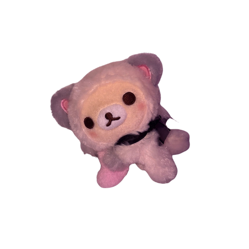 Korilakkuma White Cat Holding Heart Plush Keychain