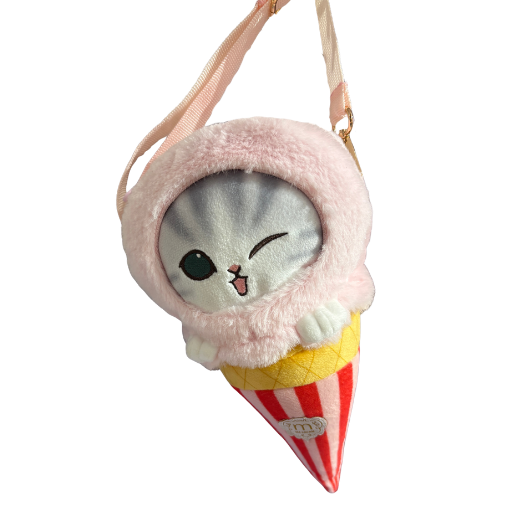 Mofusand Ice Cream Pink Plush Crossbody Bag