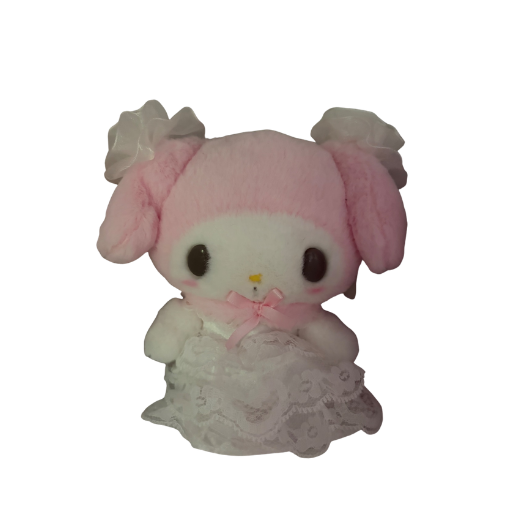 Lady My Melody White Plush Mascot Keychain