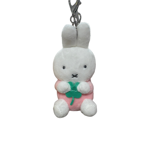 Miffy Four-Leaf Clover Pink Plush Keychain