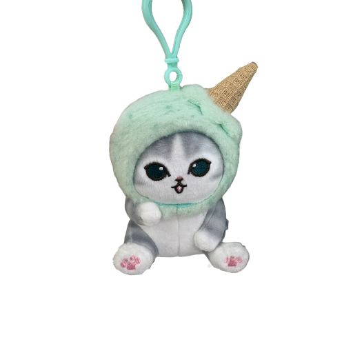Mofusand Ice Cream Cat Green Hat Plush Pendant