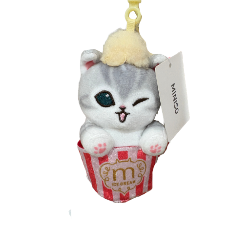 Mofusand Ice Cream Cup Yellow Cat Plush Pendant