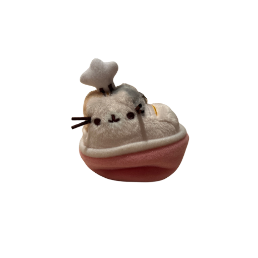 White Chef Cat in Cooking Bowl Keychain