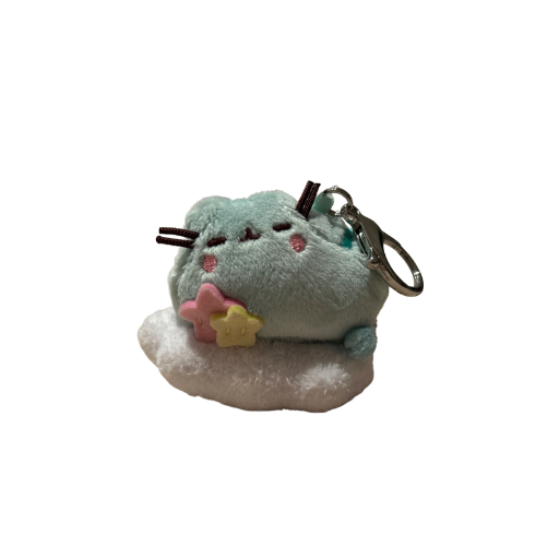 Green Pusheen on Cloud Keychain