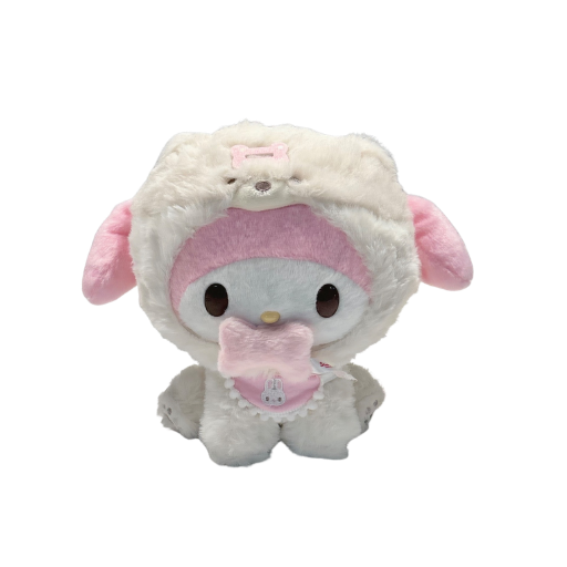 My Melody Fluffy Puppy Sitting Plush