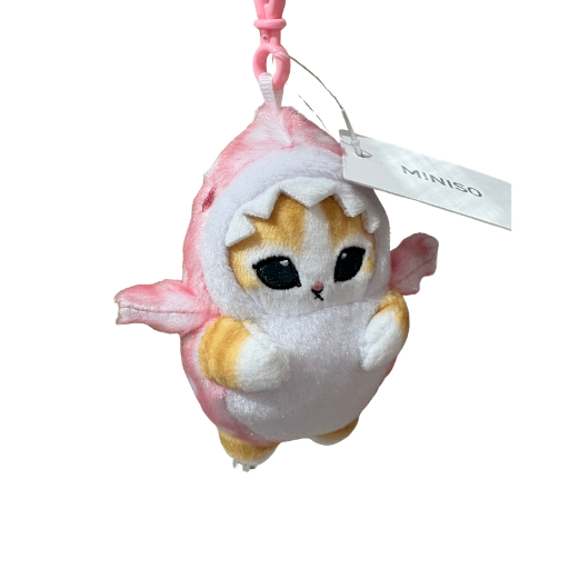 Mofusand Pink Shark Cat Plush Keychain