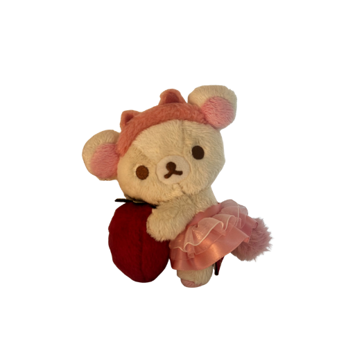 Korilakkuma with Strawberry Cat Plush Keychain