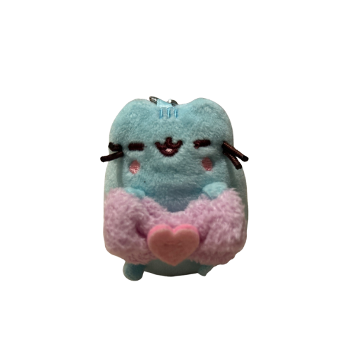 Blue Pusheen with Bow Keychain