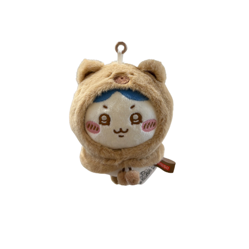 Hachiware Fluffy Bear Hood Plush Keychain