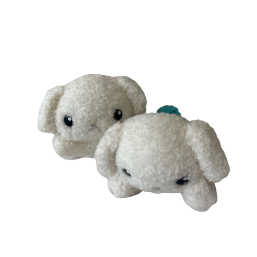 Buruburu Dog Magnetic Lying Blue Tail Twin Plush Set
