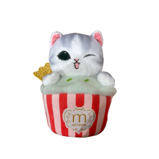 Mofusand Ice Cream Cup Cat Green Plush